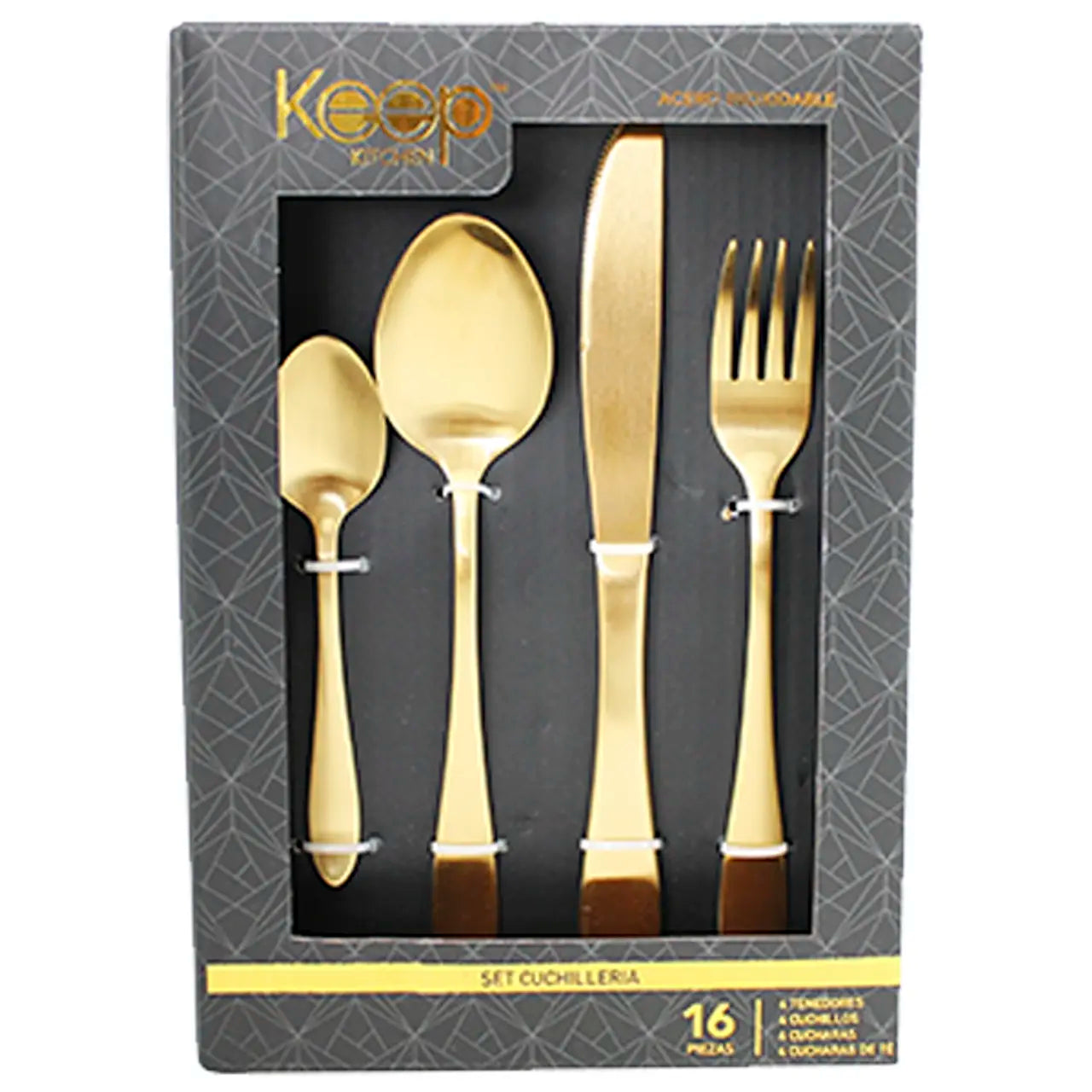 SET CUCHILLERIA 16 PIEZAS KEEP GOLD