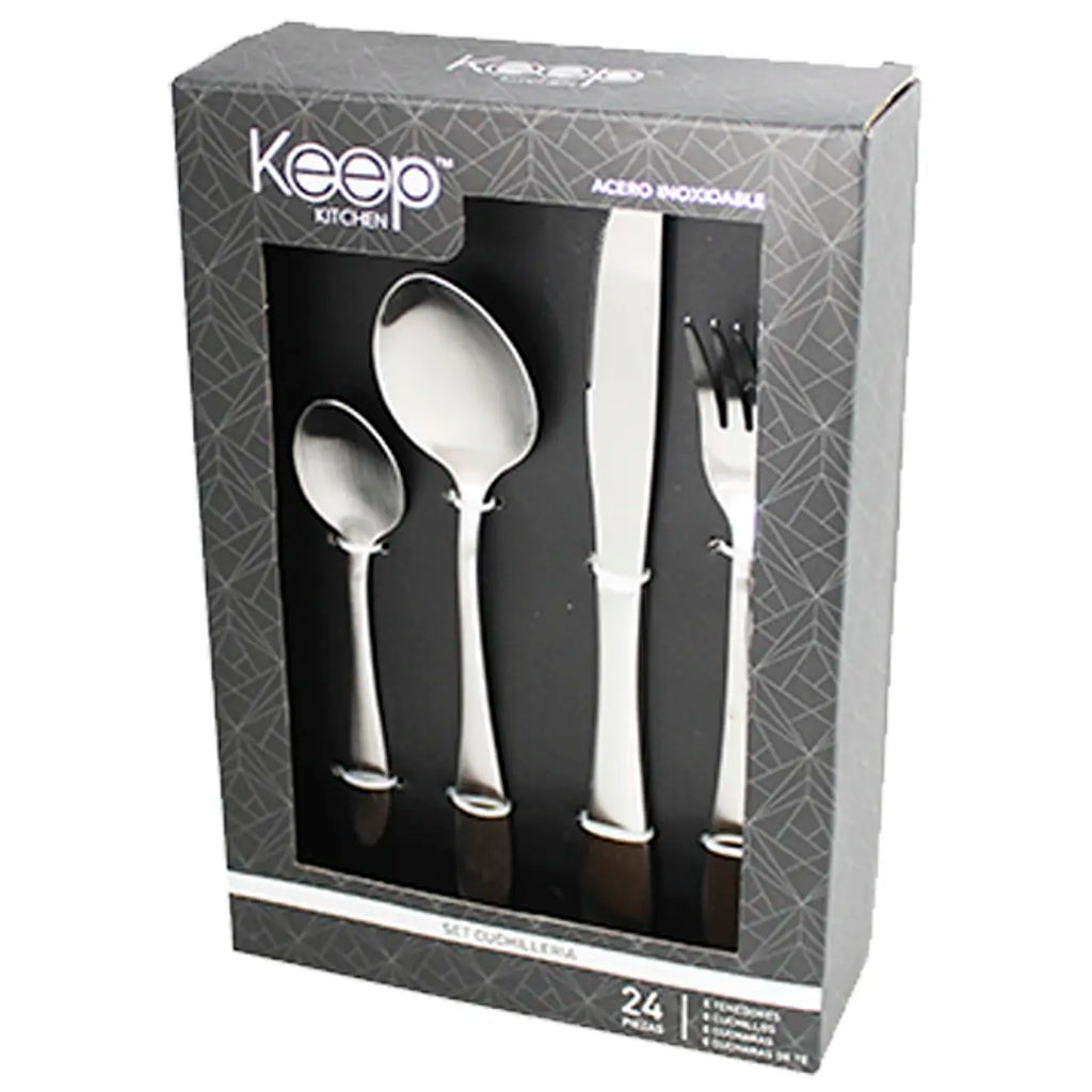SET CUCHILLERIA 24 PIEZAS KEEP SILVER