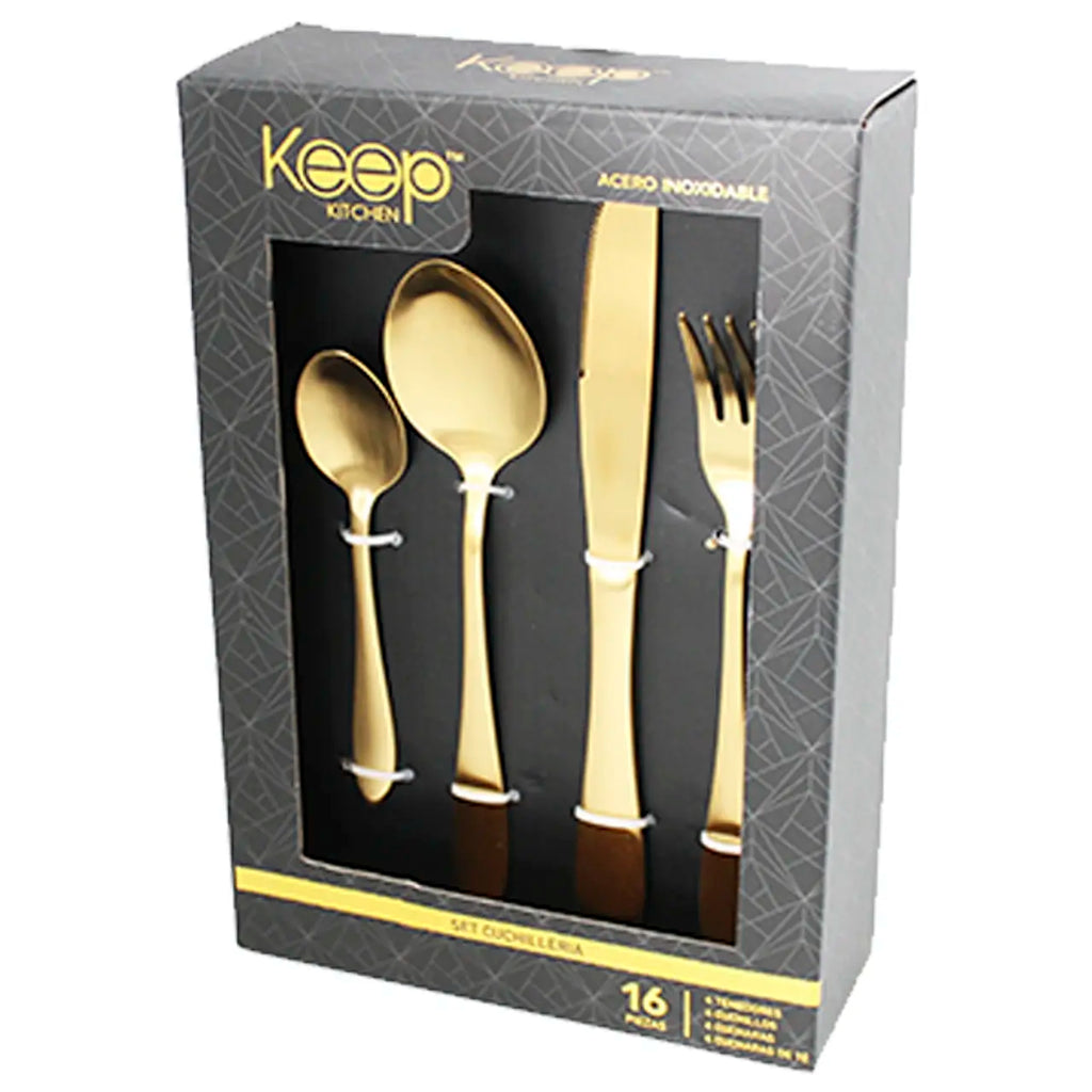 SET CUCHILLERIA 16 PIEZAS KEEP GOLD