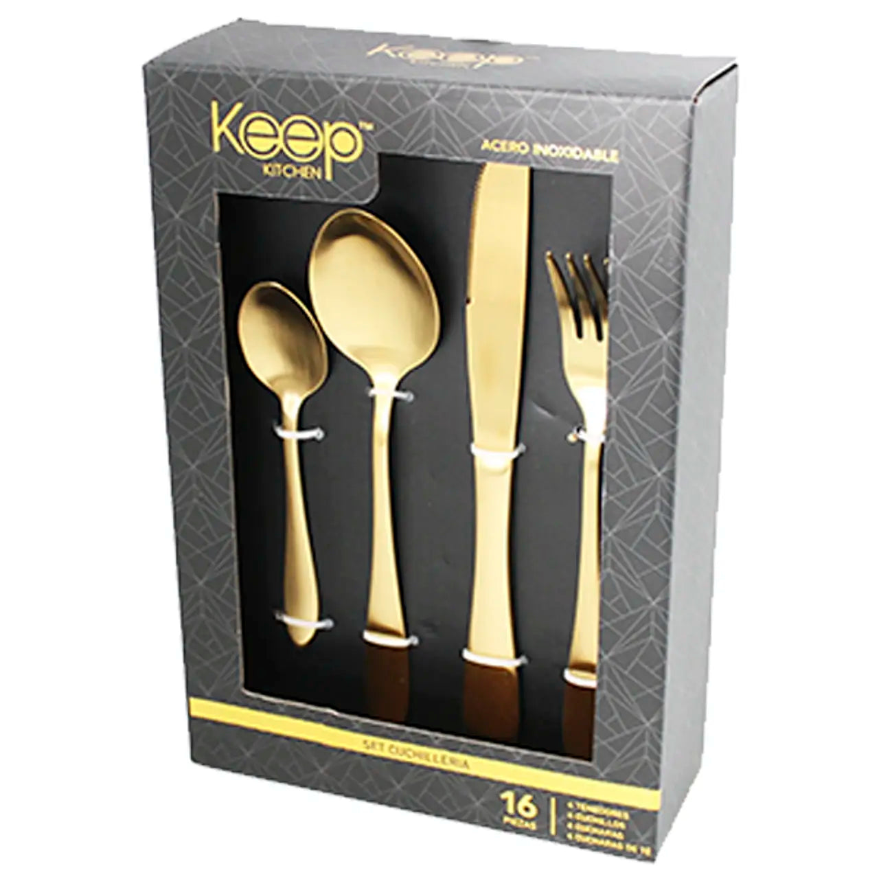 SET CUCHILLERIA 16 PIEZAS KEEP GOLD