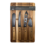 Set de aperitivo Bonne Vallée con tabla de madera, con 4 chuchillos para quesos