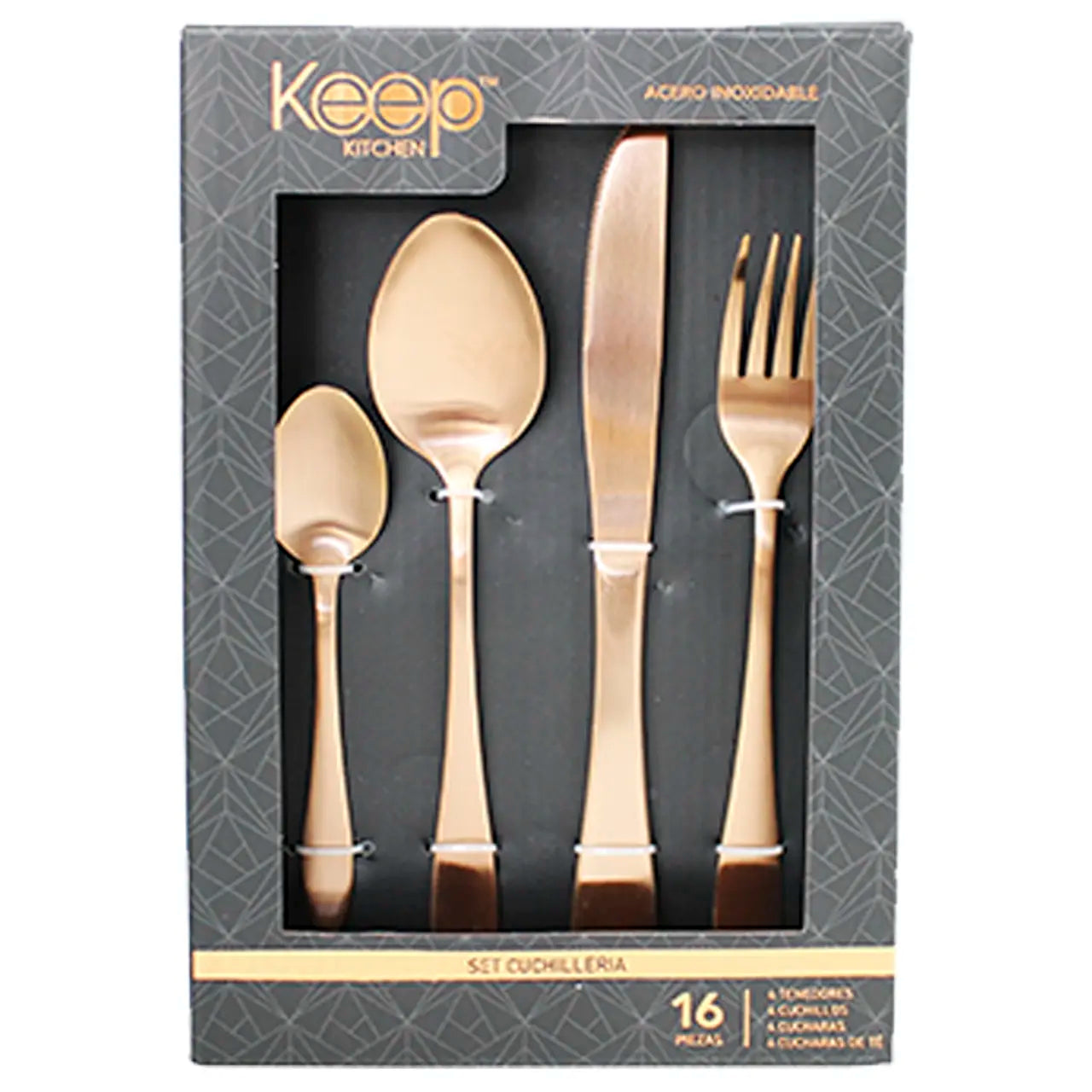 SET CUCHILLERIA 16 PIEZAS KEEP COBRE