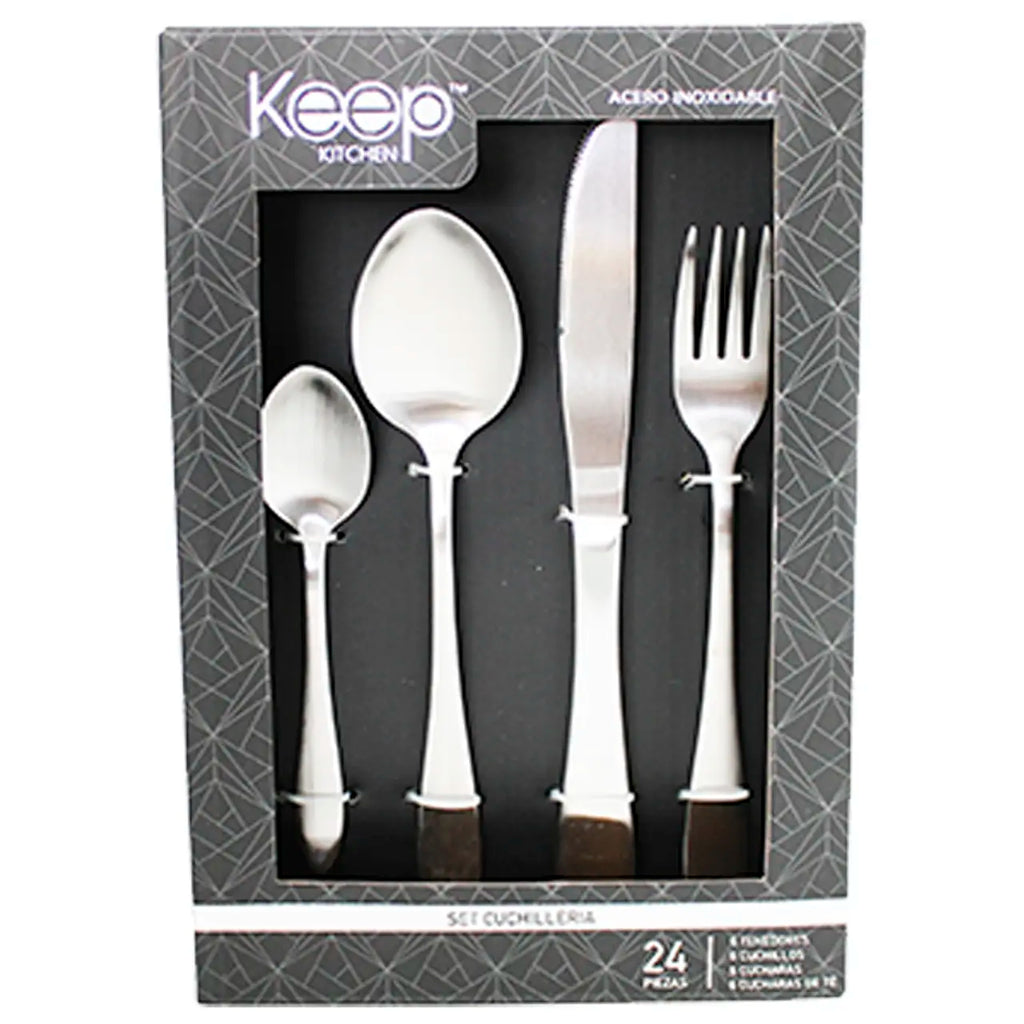 SET CUCHILLERIA 24 PIEZAS KEEP SILVER