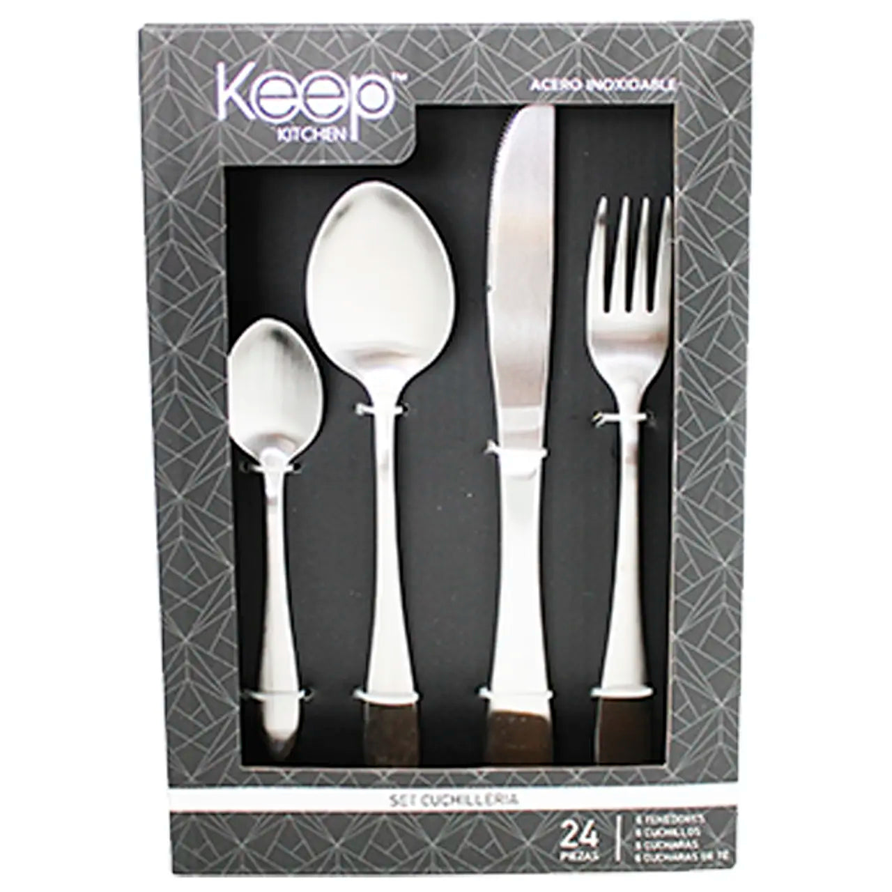 SET CUCHILLERIA 24 PIEZAS KEEP SILVER