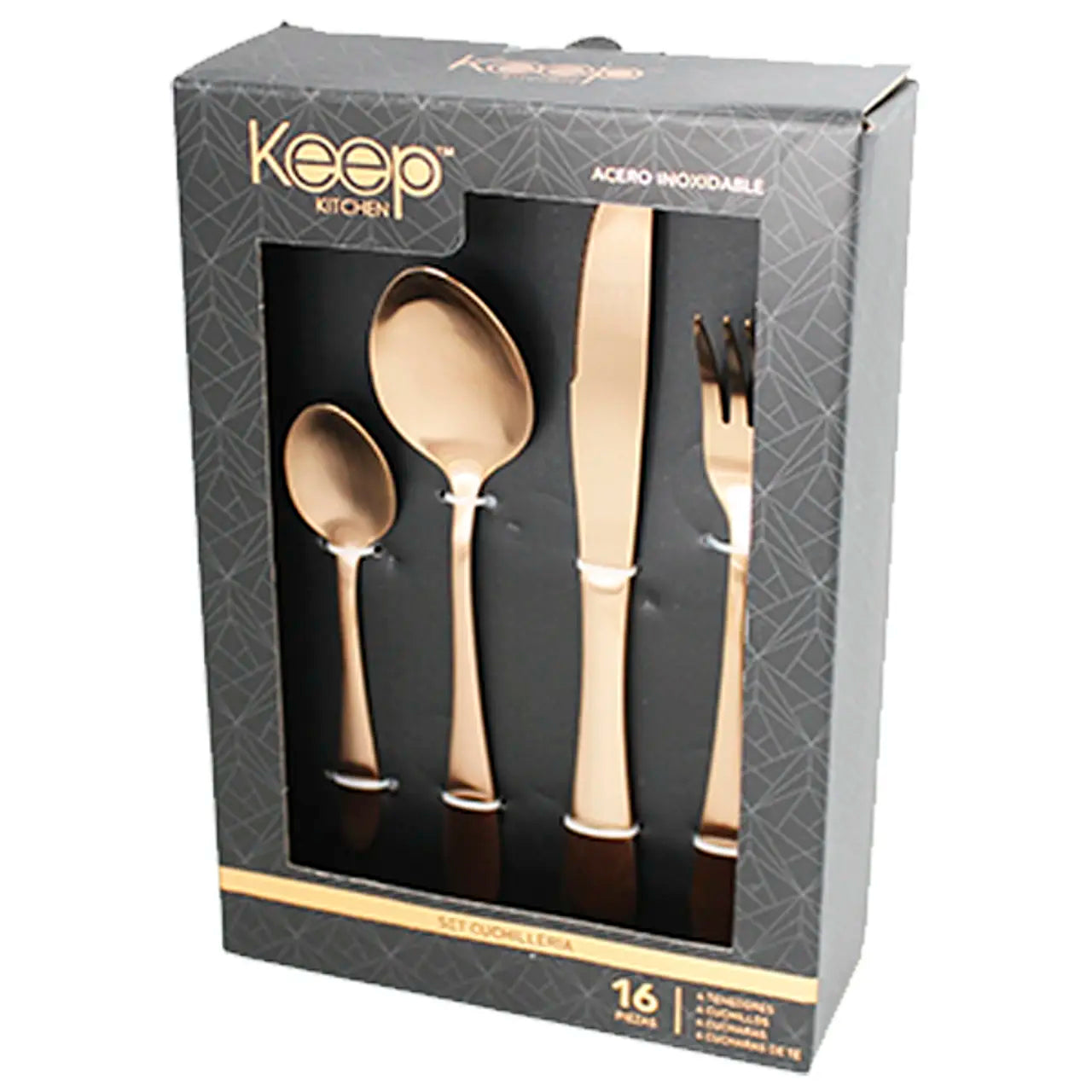 SET CUCHILLERIA 16 PIEZAS KEEP COBRE