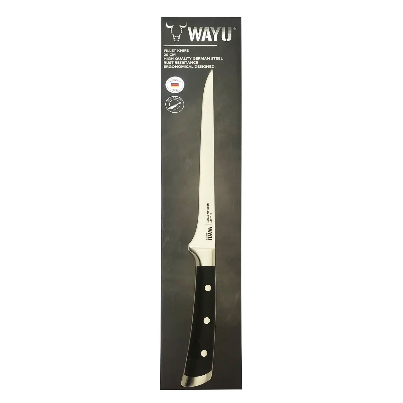 Cuchillo filetero Wayu de 20 cm con hoja de acero inoxidable  en tienda Bonne Vallée