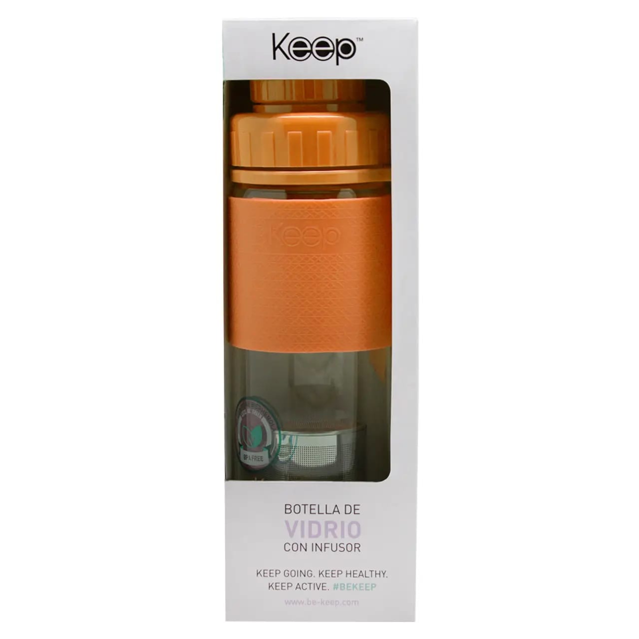 Botella de Vidrio Keep con Infusor 410 ML.