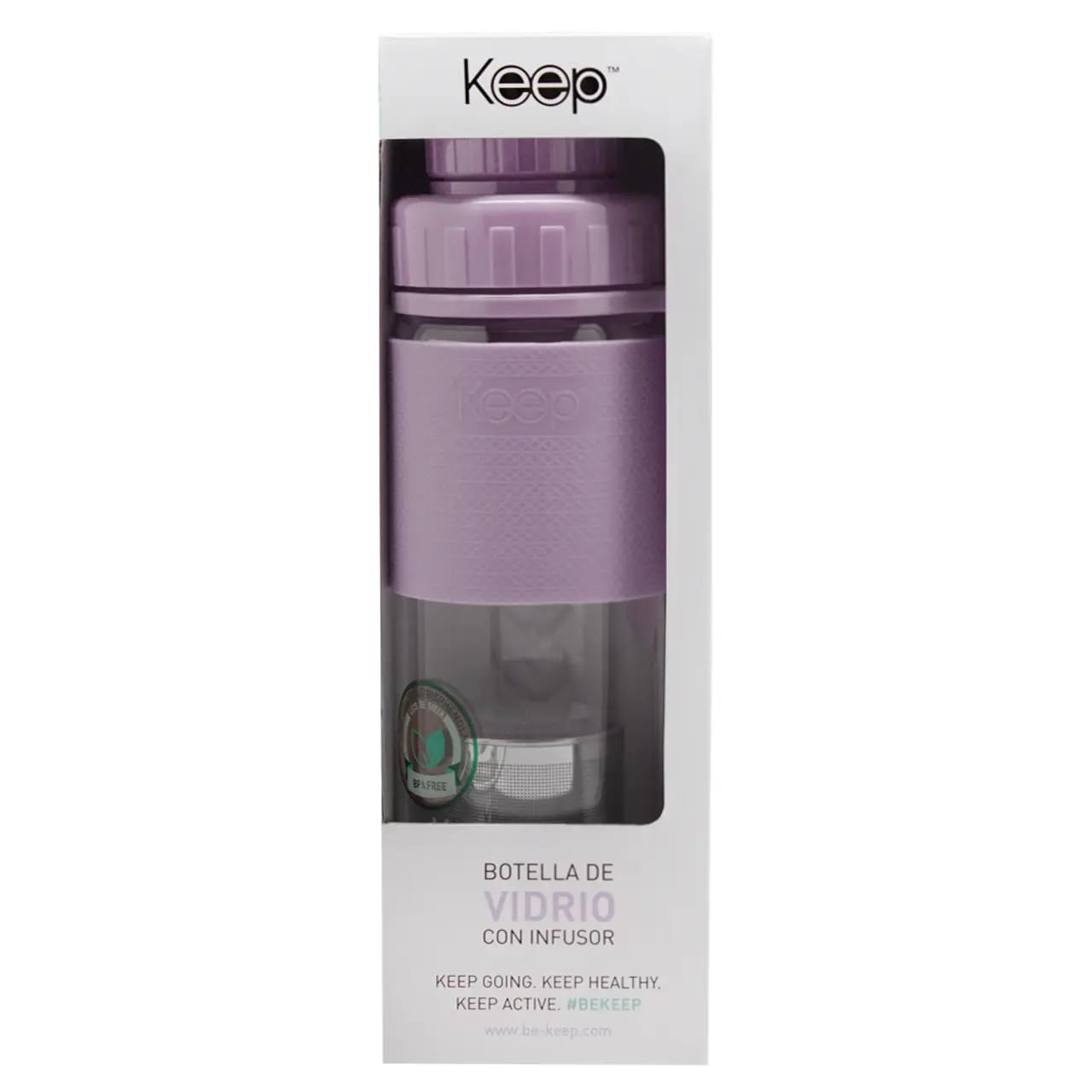 Botella de Vidrio Keep con Infusor 410 ML.
