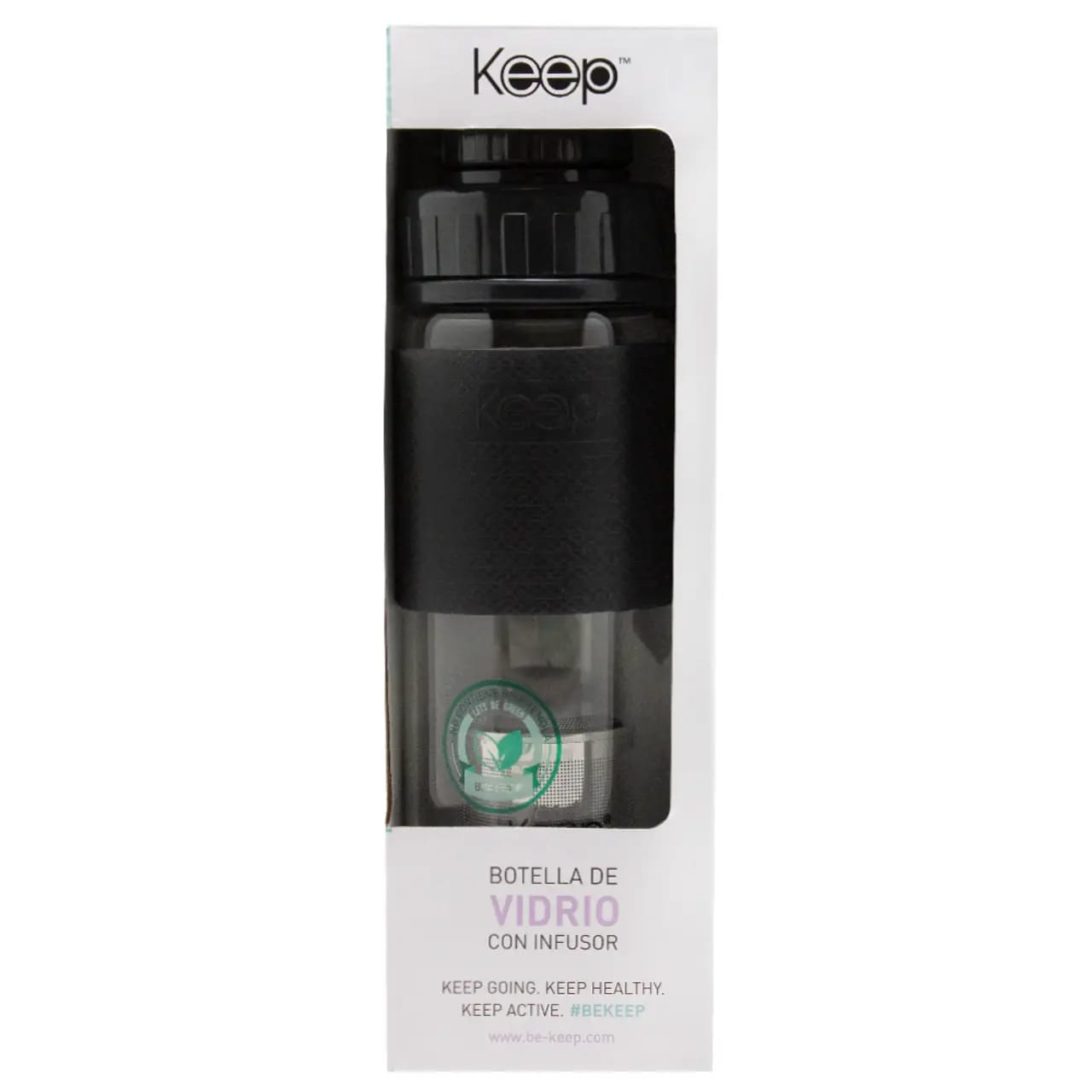 Botella de Vidrio Keep con Infusor 410 ML.