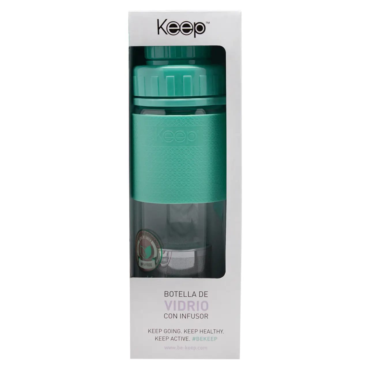 Botella de Vidrio Keep con Infusor 410 ML.